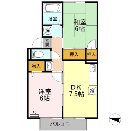 新潟市秋葉区結のアパートの間取り