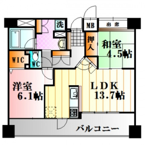 広島市東区牛田本町のマンションの間取り