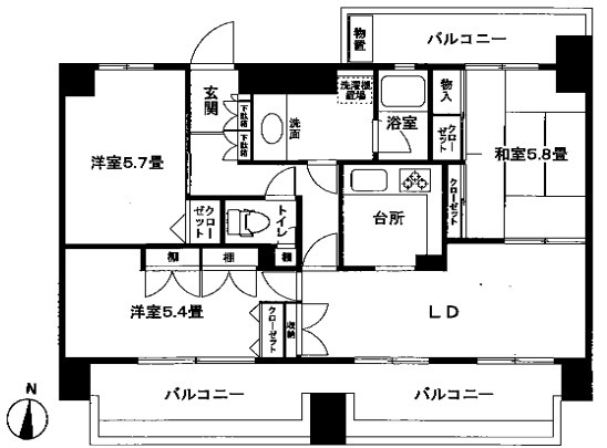 江東区福住のマンションの間取り