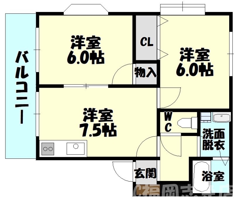 糟屋郡志免町片峰のアパートの間取り