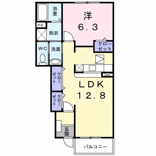 交野市寺のアパートの間取り