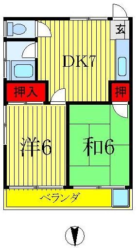 足立区大谷田のアパートの間取り