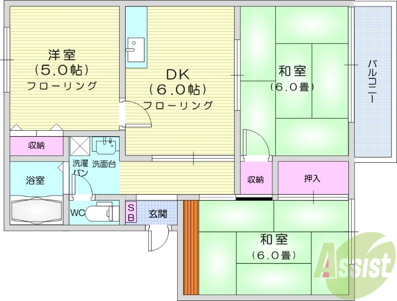 名取市植松のアパートの間取り