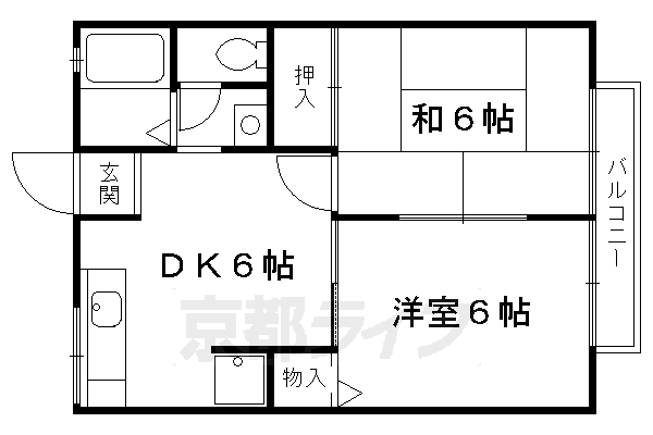 京都市伏見区深草瓦町のアパートの間取り