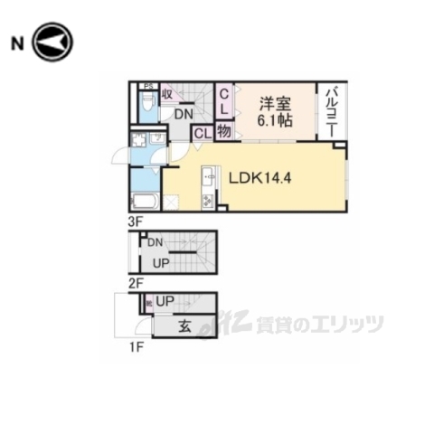 奈良市西九条町のアパートの間取り