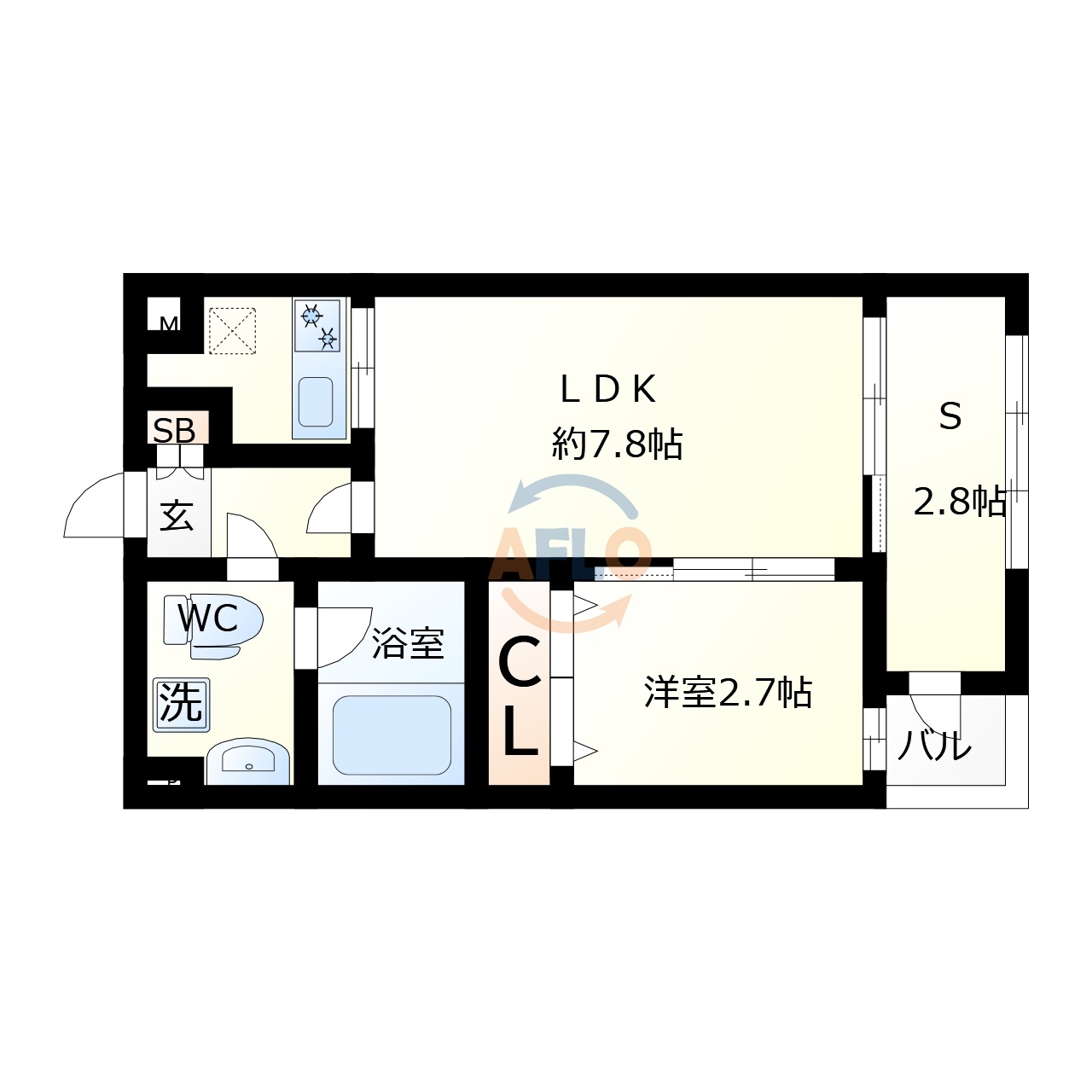 【大阪市生野区巽西のマンションの間取り】