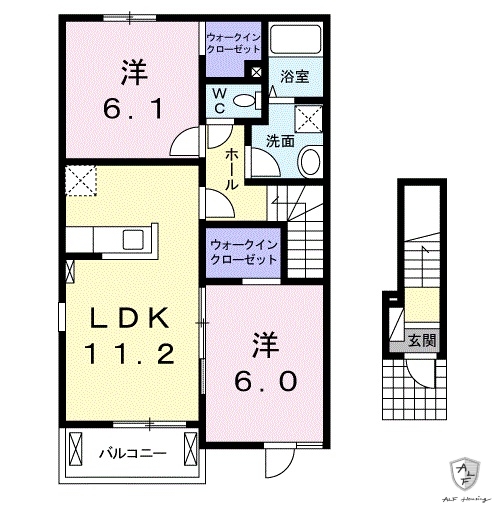 瑞浪市西小田町のアパートの間取り