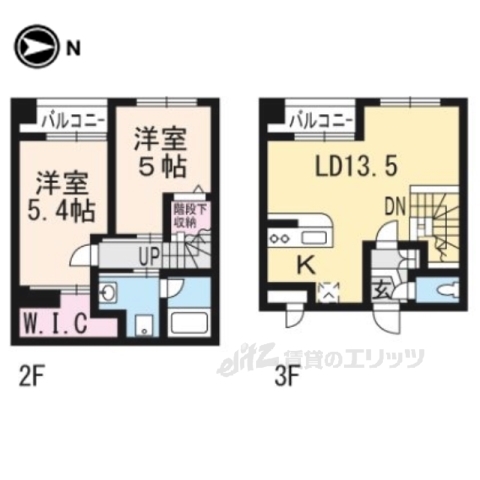 城陽市平川のマンションの間取り