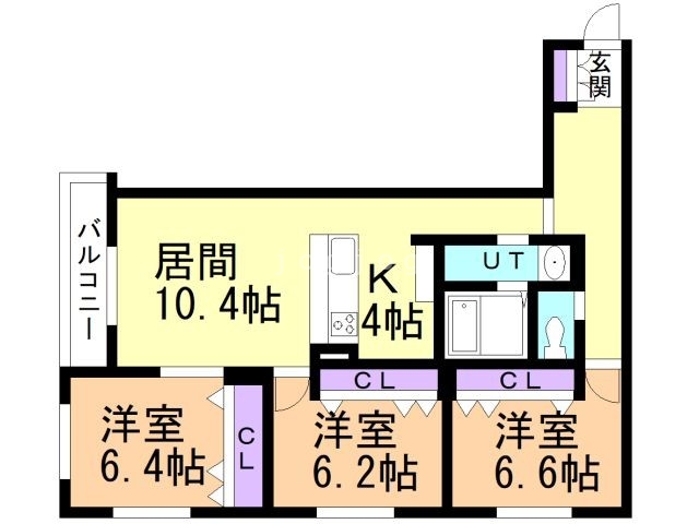 札幌市白石区中央二条のマンションの間取り