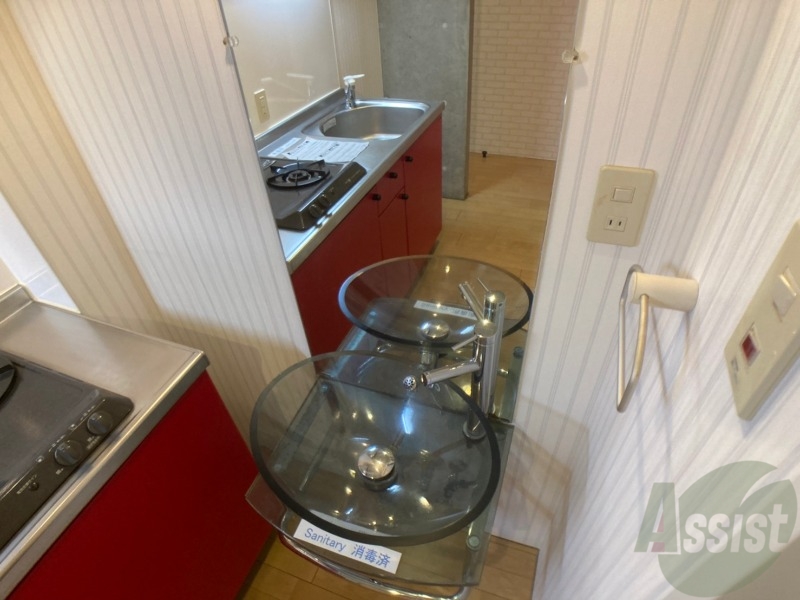 洗面設備　こちらに洗面台があります。朝の洗顔はこちらで！