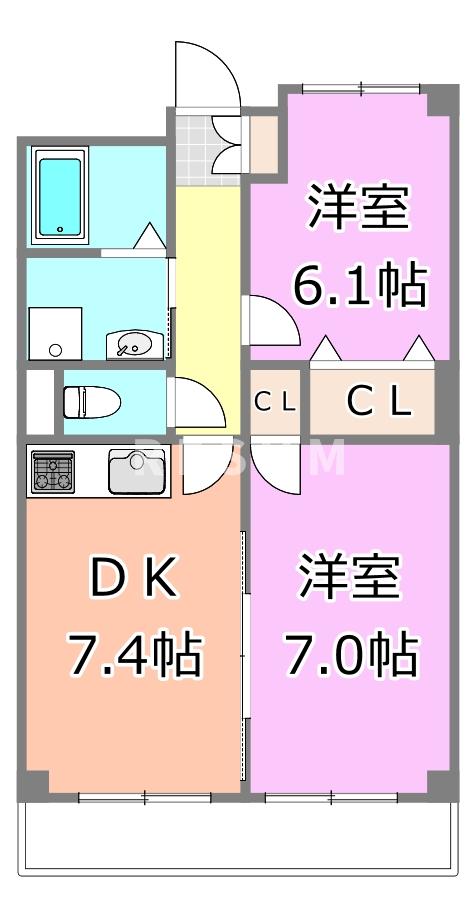 ＪＲ総武線 稲毛駅 徒歩2分 8階建 築43年の間取り写真