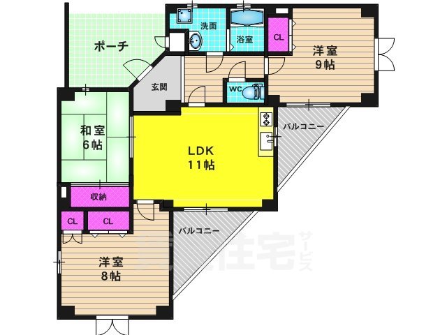ＪＲ東海道本線 桂川駅 徒歩7分 4階建 築29年の間取り写真
