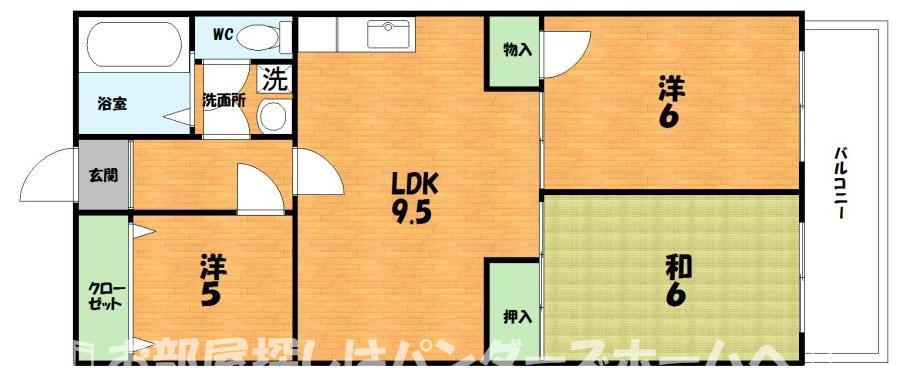 枚方市天之川町のマンションの間取り