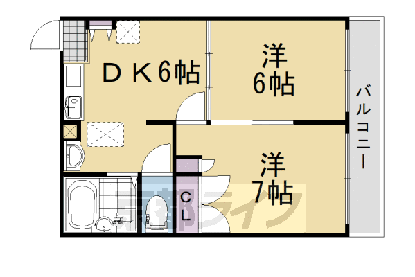 長岡京市金ケ原のアパートの間取り