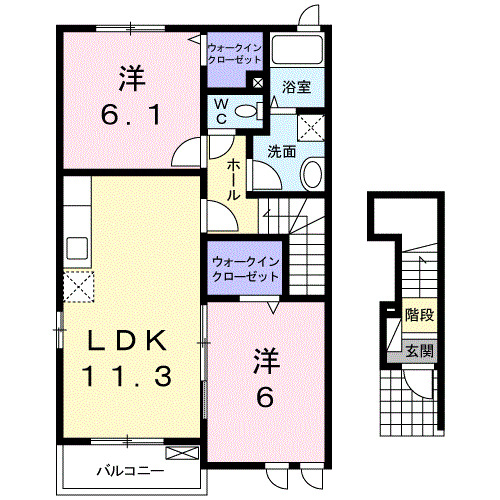 八代市竹原町のアパートの間取り