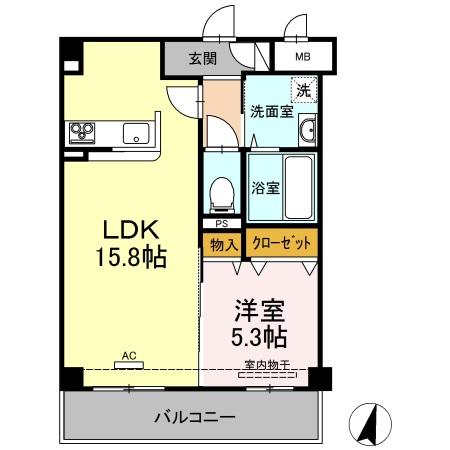 福山市蔵王町のアパートの間取り