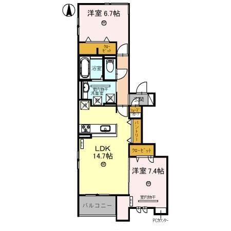 和歌山市北田辺丁のアパートの間取り