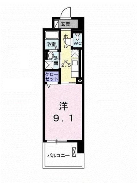 松山市山越のマンションの間取り