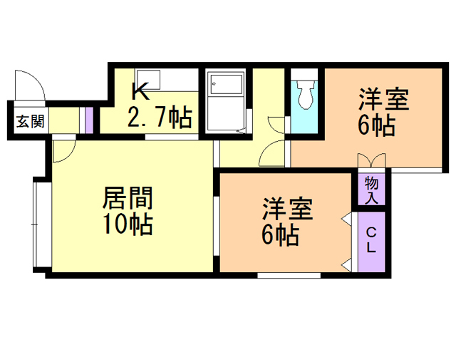 函館市柏木町のアパートの間取り