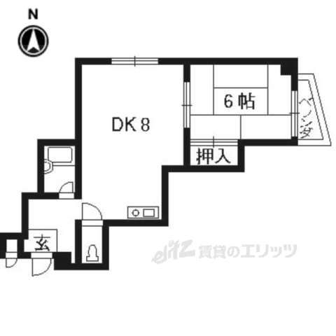 京都市右京区梅津高畝町のマンションの間取り