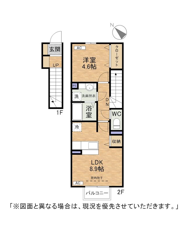 北九州市小倉北区上富野のアパートの間取り