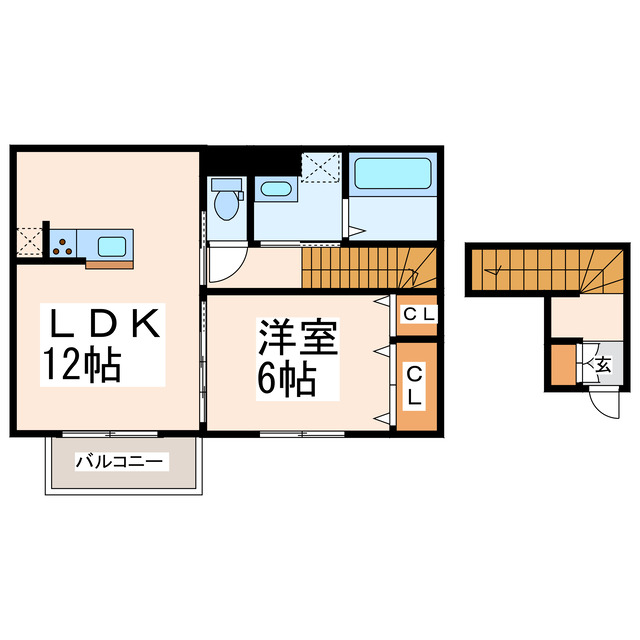 熊本市南区薄場のアパートの間取り