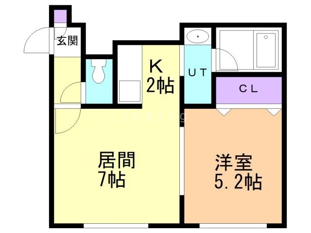 札幌市北区新琴似六条のアパートの間取り