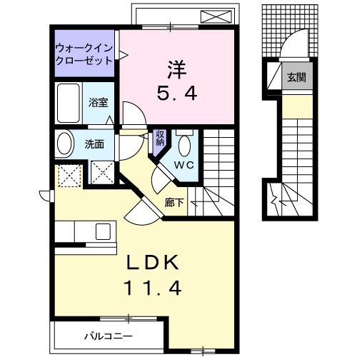 静岡市葵区上土のアパートの間取り