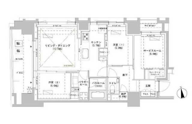 新宿区南山伏町のマンションの間取り