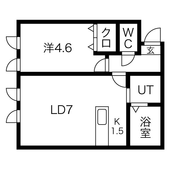 札幌市西区西野七条のアパートの間取り