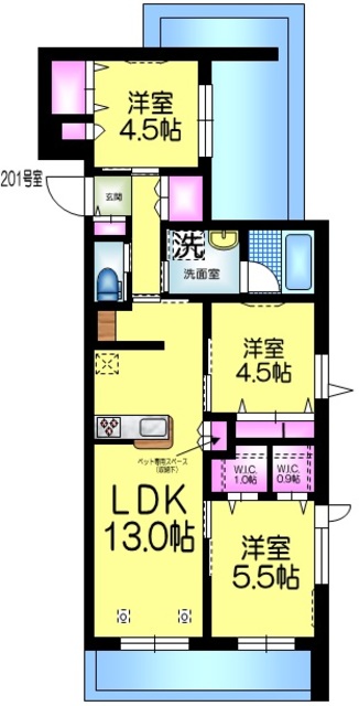 船橋市本中山のマンションの間取り