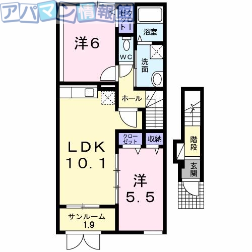 新潟市江南区天野のアパートの間取り