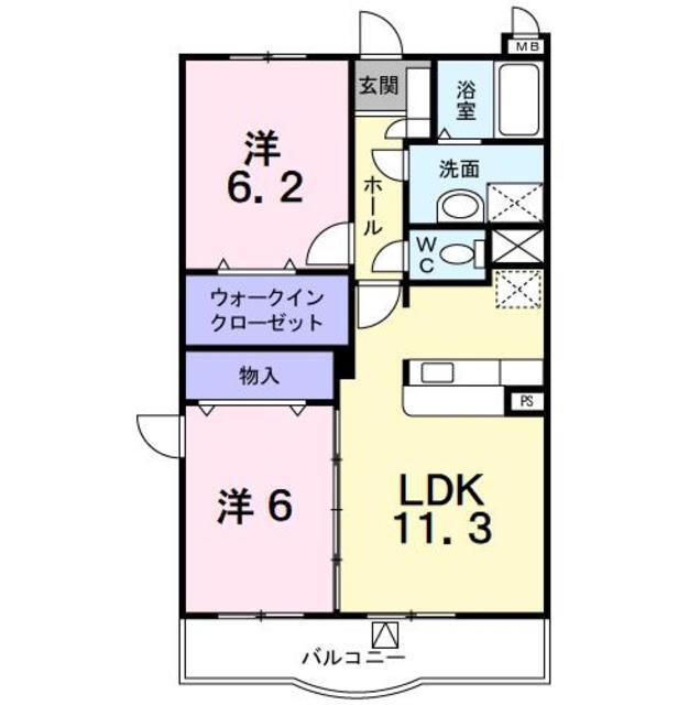 甲斐市大下条のマンションの間取り