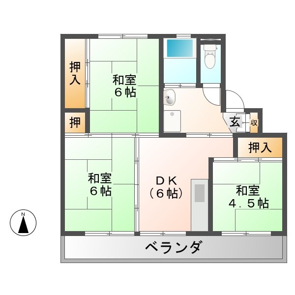 ビレッジハウス苗木　1号棟の間取り