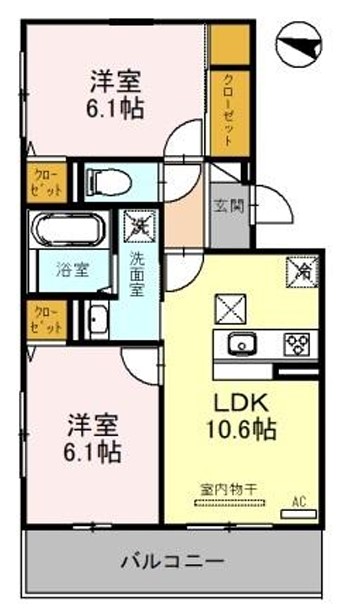 京都市右京区嵯峨釈迦堂門前瀬戸川町のアパートの間取り