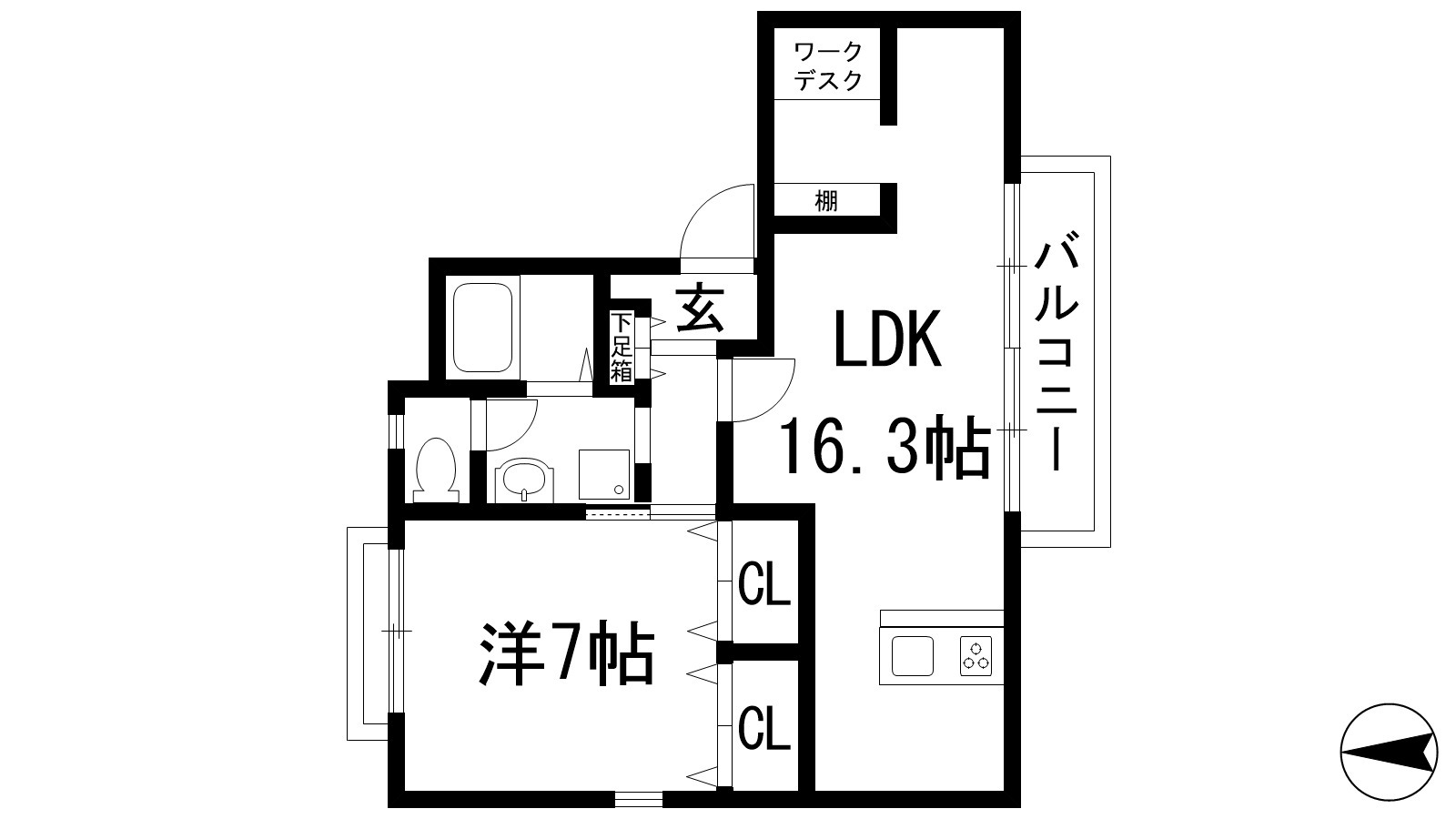 川西市下財町のアパートの間取り