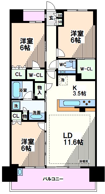 昭島市代官山のマンションの間取り