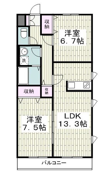 茅ヶ崎市高田のマンションの間取り