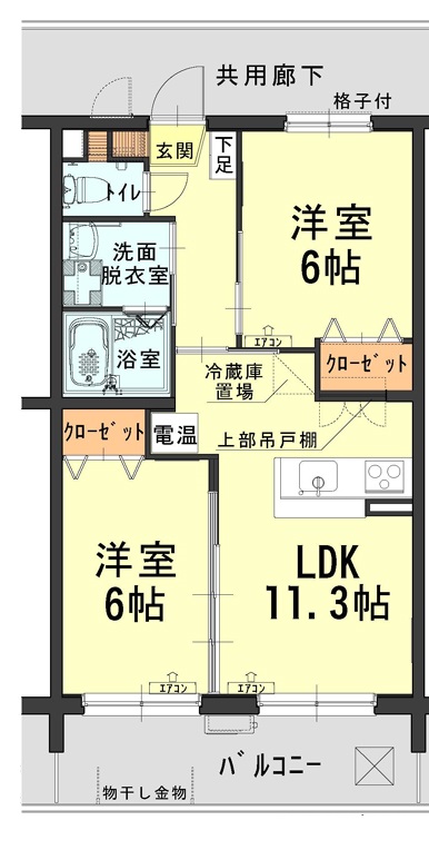 岡山市南区福富東のマンションの間取り