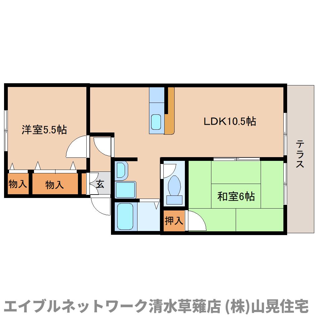 静岡市葵区瀬名のアパートの間取り