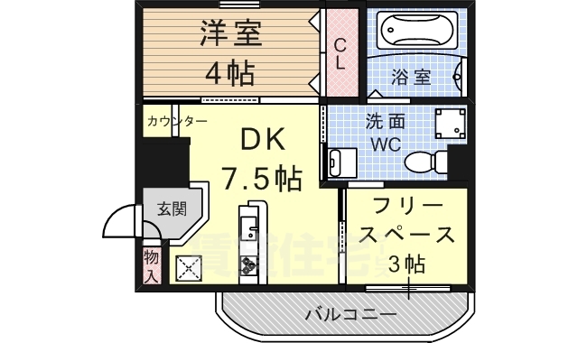 高槻市東五百住町のマンションの間取り