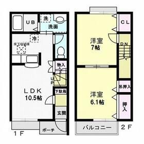 日立市東金沢町のアパートの間取り