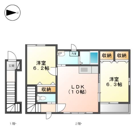 あま市篠田のアパートの間取り