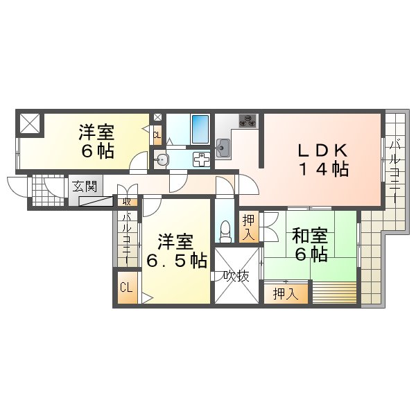 神戸市垂水区塩屋北町のマンションの間取り