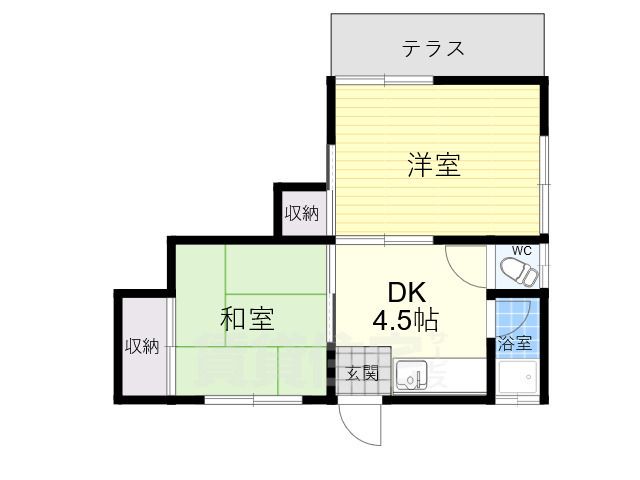 生駒市新旭ケ丘のアパートの間取り