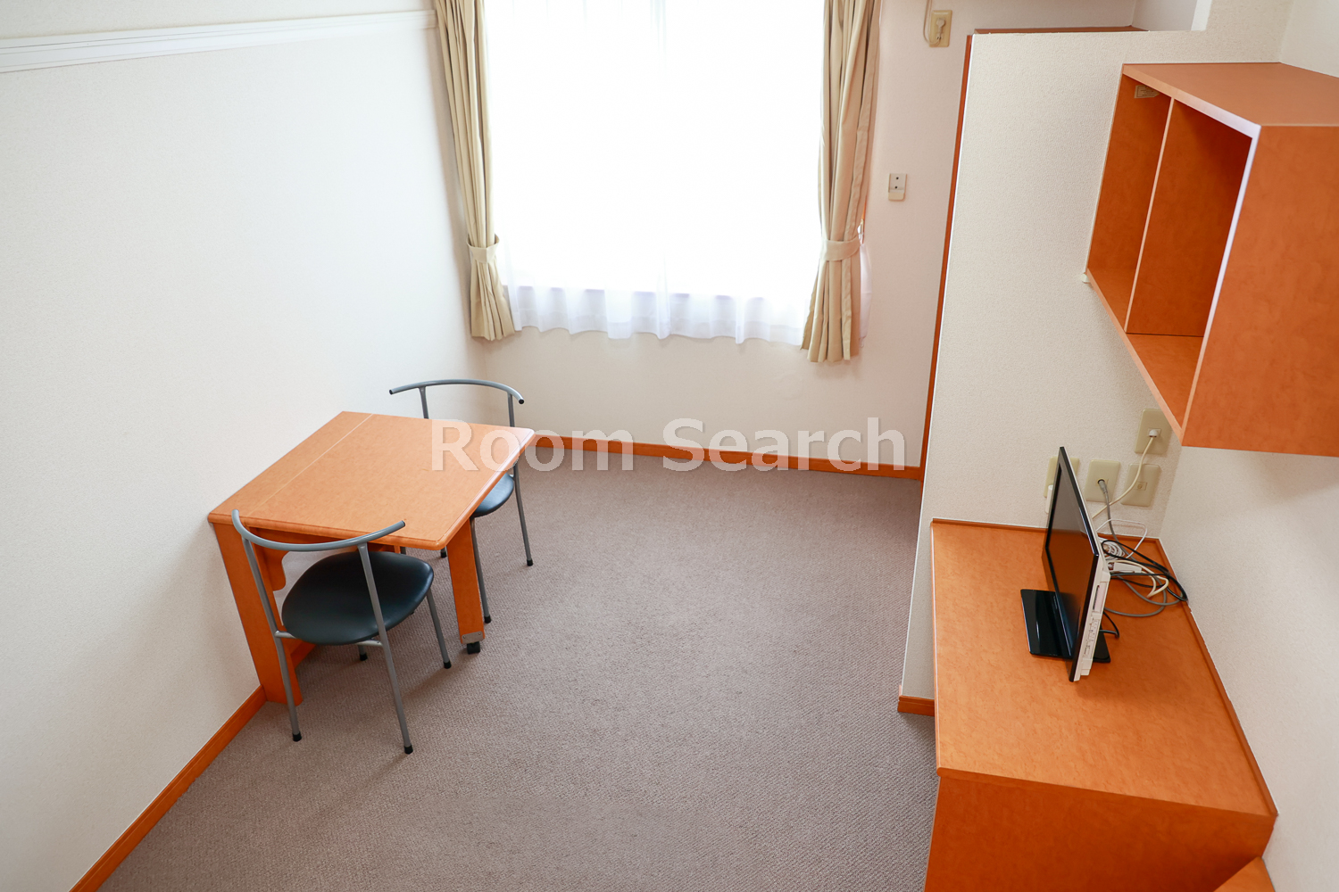 居室・リビング　テレビ、カーテン、照明、エアコン付き