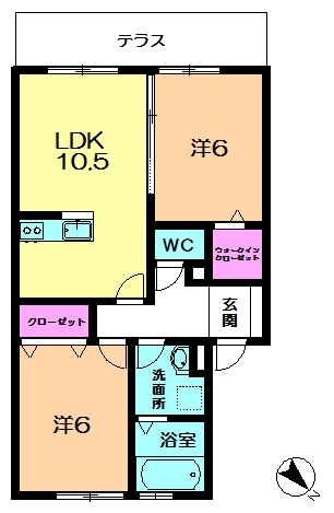 奈良市押熊町のアパートの間取り