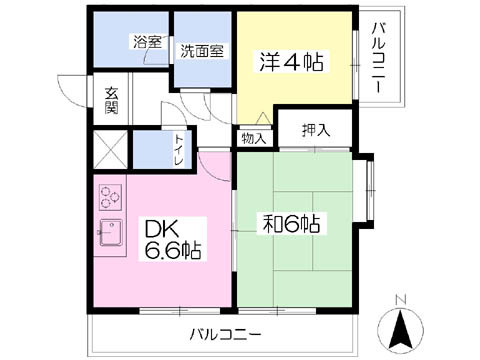 松山市住吉のマンションの間取り