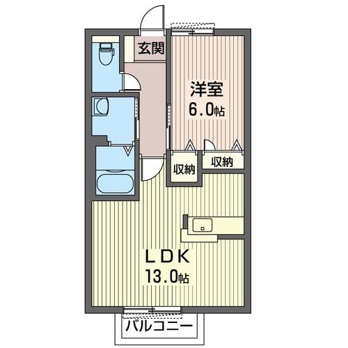 大田原市紫塚のアパートの間取り