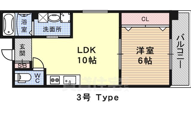 堺市堺区北瓦町のマンションの間取り